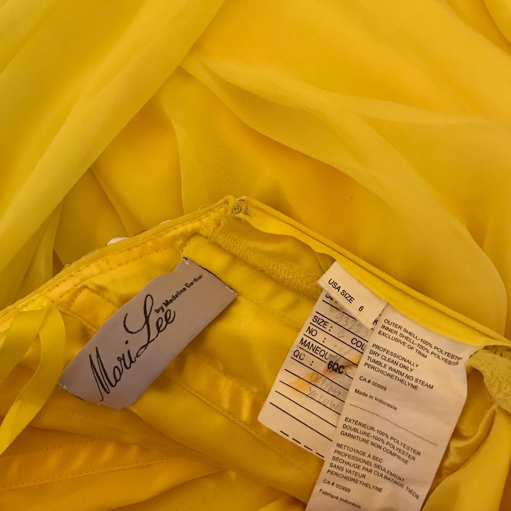 Yellow Mori Lee Beaded Jeweled Long Gown Formal Dress - Picture 5 of 9